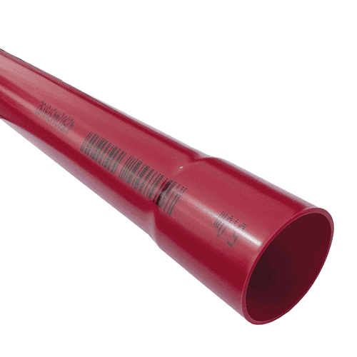 130954 PVC buis+mof rood 50x1,8mm L=5