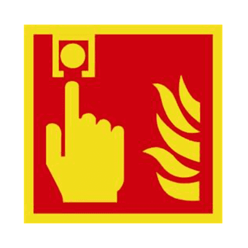 Fire alarm pictogram, phosphorescent