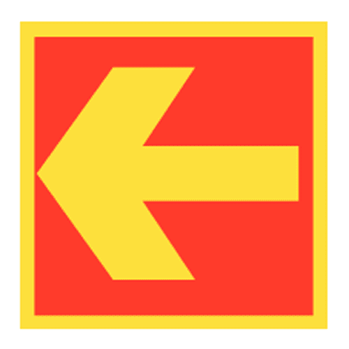 Direction indicator pictogram, phosphorescent
