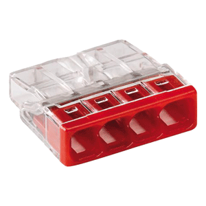 4-way lever connector, transparent red