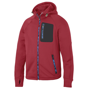 Snickers FlexiWork stretch fleece hoodie chili red/black, maat XL