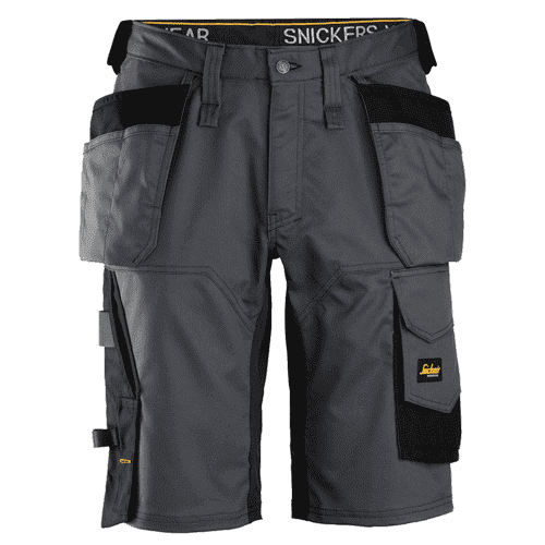 Snickers short work trousers AllroundWork stretch loose fit 6151, steel grey/black