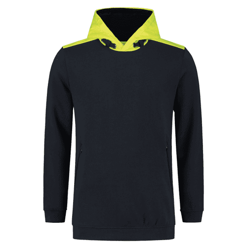Tricorp sweater High Vis with hood - ink-fluor yellow