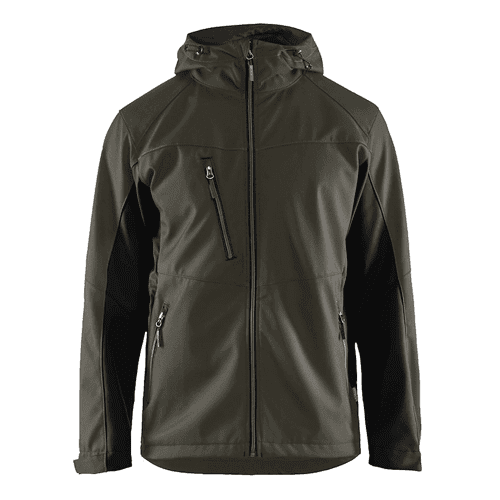 Blåkläder softshell jack met capuchon 4753 - groen/zwart