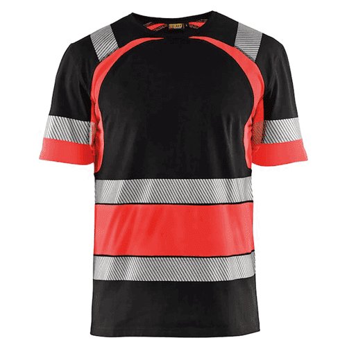 Blåkläder T-shirt 3421 High Vis - zwart/rood