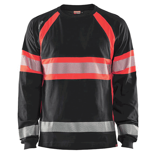 Blåkläder T-shirt met lange mouwen 3510 High Vis - zwart/rood