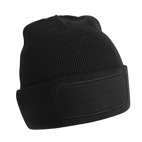 Beanie black with badge, one size