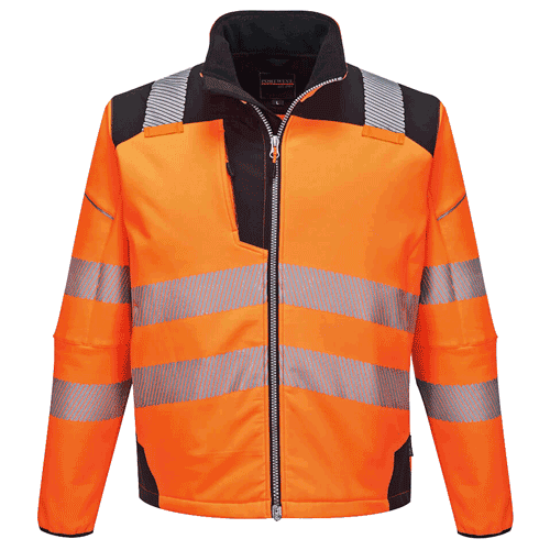 Portwest softshell jas T402 - PW3 Hi-Vis - oranje/zwart