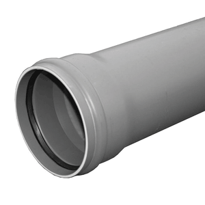 PVC buis SN8 incl. mof, korte lengte 1 m, grijs