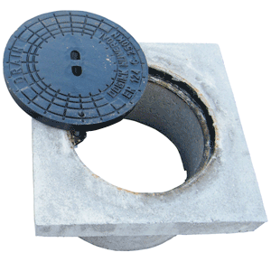 Putrand met deksel, beton/gietijzer (490x490) H=245