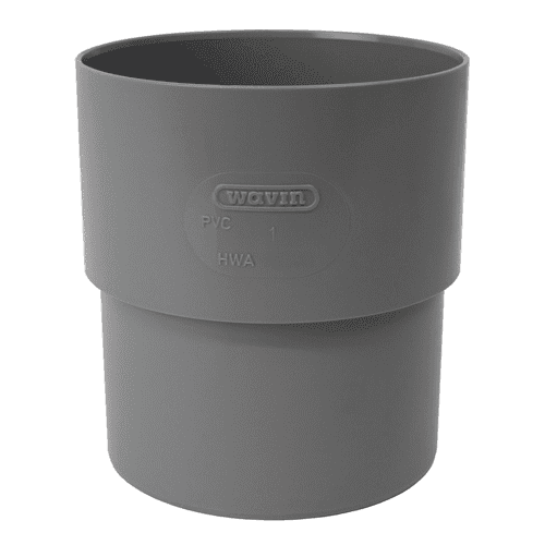 Pipelife Rainwater coupler with spigot reducer end, 2x solvent, grey / white