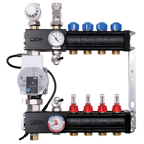 Jaro plastic underfloor heating manifold + Eco pump, top connection