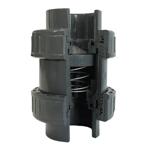 PVC non-return valve, spring loaded, PN16