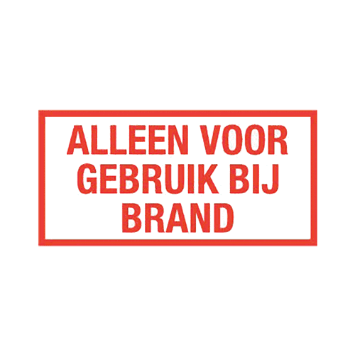 285138 Sticker 100x50 alleen bij brand