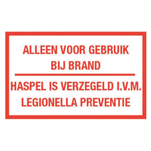 Ajax sticker 50x100 only in event of fire (sealed: legionella)