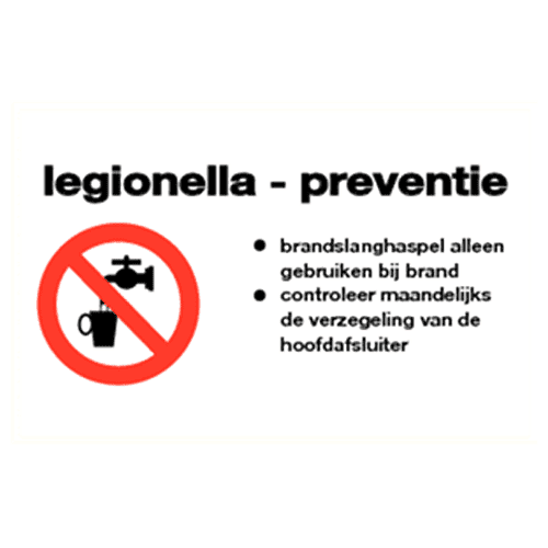 Sticker 'legionellapreventie + geen drinkwater'