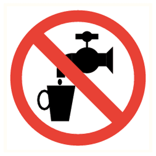 'No drinking water' sticker