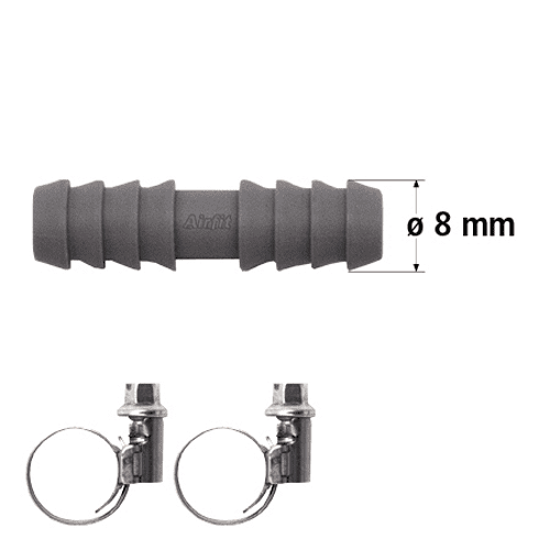 297182 PP double hose tail 8x8mm + clamp