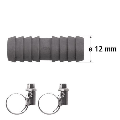 297184 PP double hose tail 12x12mm + clamp
