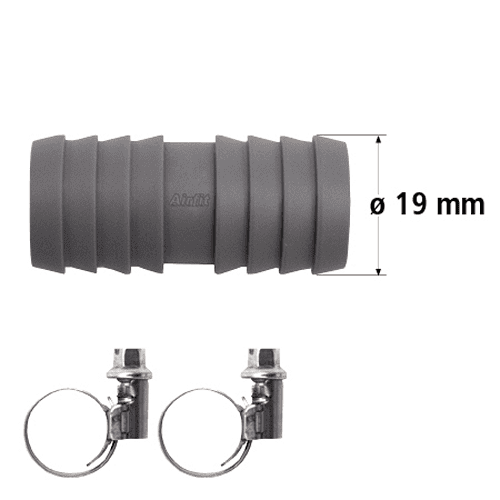 297185 PP double hose tail 19x19mm + clamp