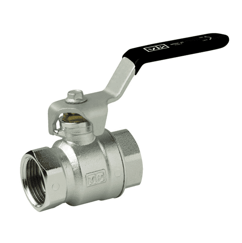 VIR nickel-plated ball valve 340 with lever PN25/40, 2x female thread
