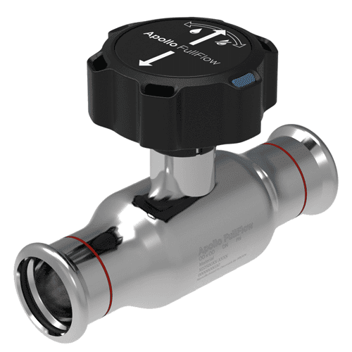 Apollo Fullflow galvanised ball valve, 2x press with delay lever