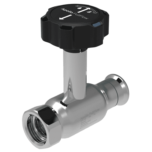 Apollo Fullflow stainless steel ball valve, press x female thread with extended spindle and delay lever