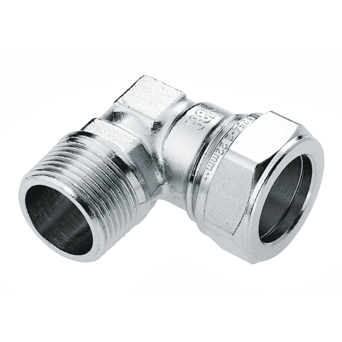 Adaptor elbow nickel plated (conical male thread x compression)
