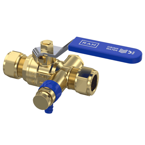 RAM ball valve, handle, drain valve, 15 mm