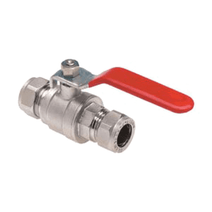 Bonfix ball valve, nickel-plated, 2 x compression with straight handle