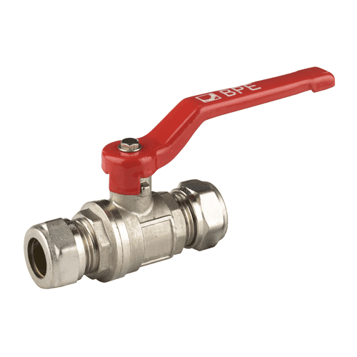 Universal ball valve, 2 x compression, lever
