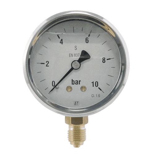 Glycerine pressure gauge, 0-2.5 bar, radial