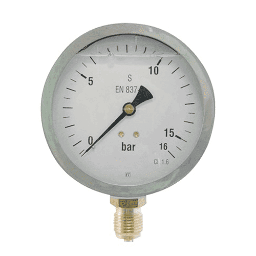 Manometer glycerine gevuld 100mm, onderaansluiting
