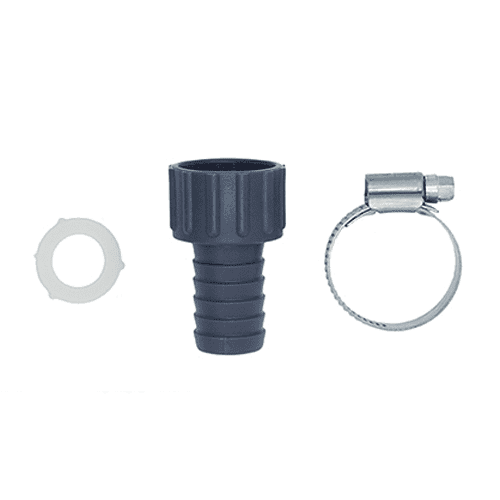 Fernox hose connector, 3/4" female thread x 13mm - with hose clamp