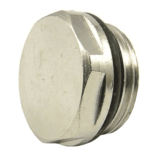 Blindstop messing vernikkeld met O-ring