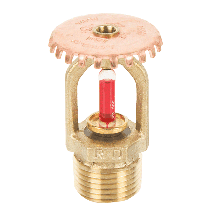 Upright sprinkler, 5 mm K=80, 1/2" connection, brass