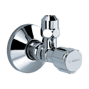 Elbow stop valve with cover plate, chromium-plated