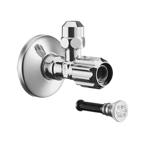 Schell angled control valve with filter incl. rosette