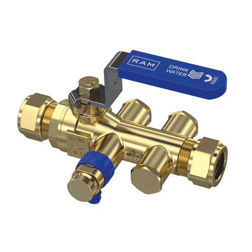 Raminex backflow preventer EA with drain valve, 2x compression