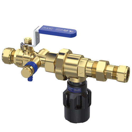 Raminex backflow preventer CA, 2x compression with drain valve