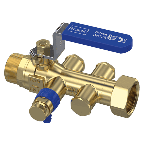 Raminex backflow preventer EA coupling nut x male thread, with drain valve