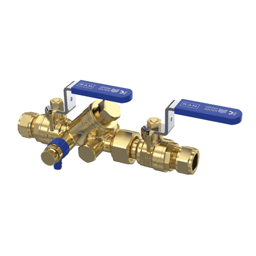 Raminex backflow preventer unit, EA Easy Service, downstream, with drain valve