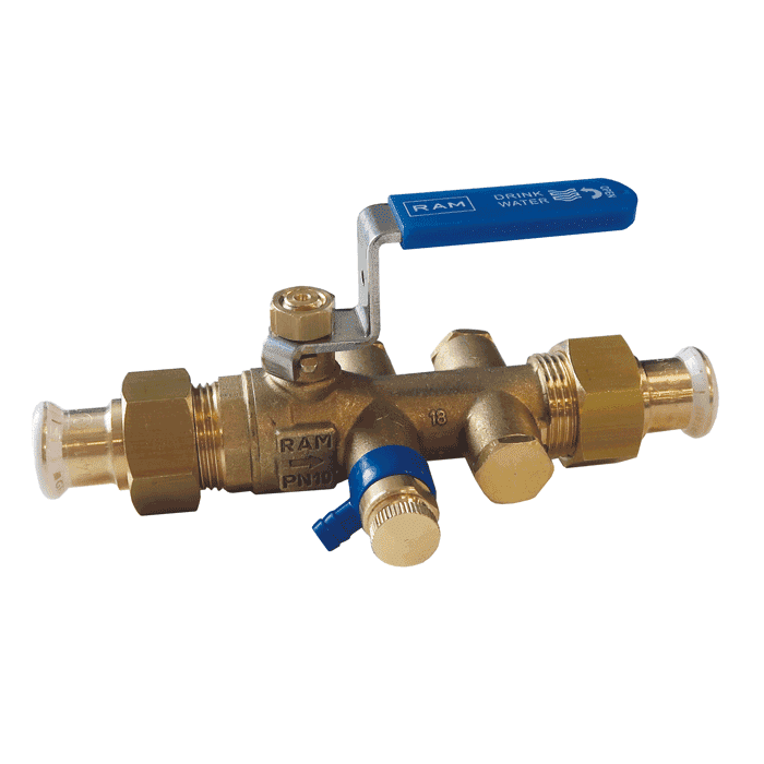 Raminex backflow preventer EA 2x Mapress press with drain valve