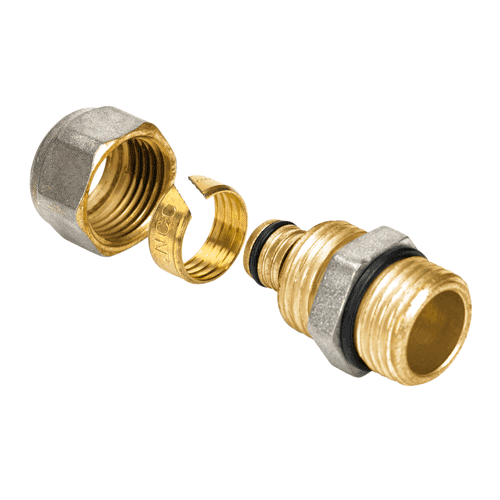 Henco, brass adaptor + compression x threaded adaptor