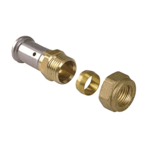 Henco brass adaptor coupling, press to copper, compression