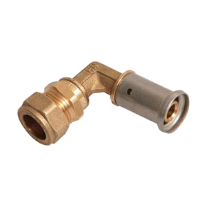 Henco, brass adaptor elbow 90° press to copper, compression