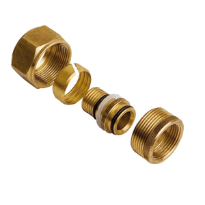 Henco, brass adaptor thread/thread, 26 x 22mm