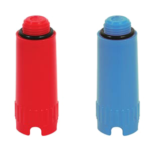 Henco, kunststof afpersplug, rood/blauw