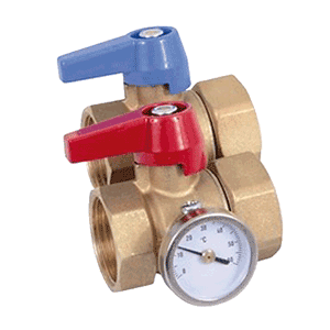 Henco ball valve 1" F with union nut, sealing and thermometer