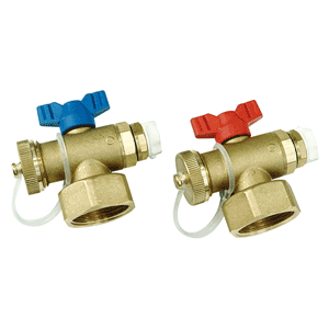 1" F Henco end service piece with nut, seal, ball valve and 3/8" ventilation valve